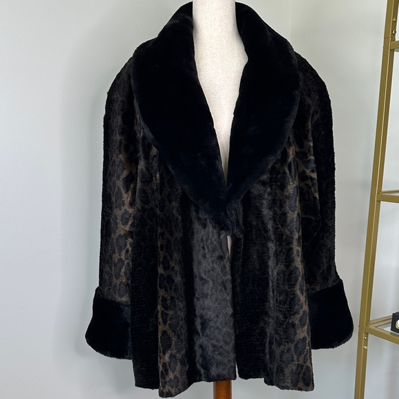 Vintage Charta  Leopard Print Faux Fur Coat - Picture 1 of 6